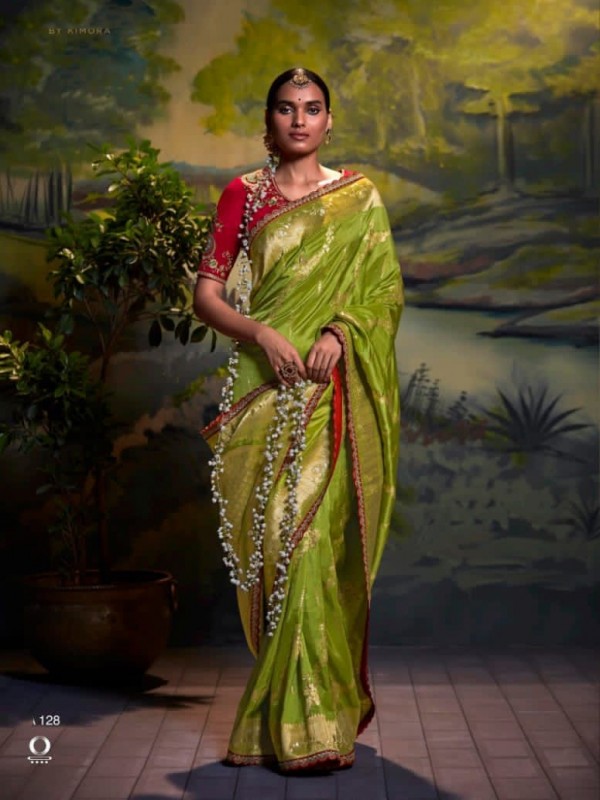 Dola Silk Party Wear Saree In Green Color With Embroidery Work 