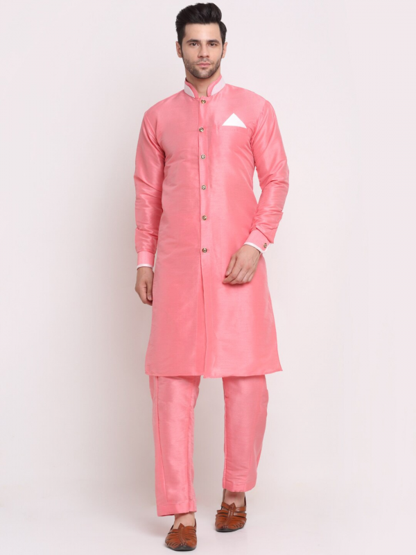 Heritge Silk Readymade Kurta in Light Pink