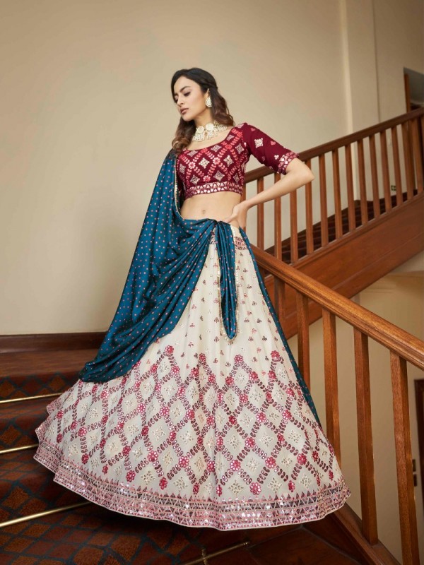 Georgette  Party Wear Lehenga In Multi Color With Embroidery Work