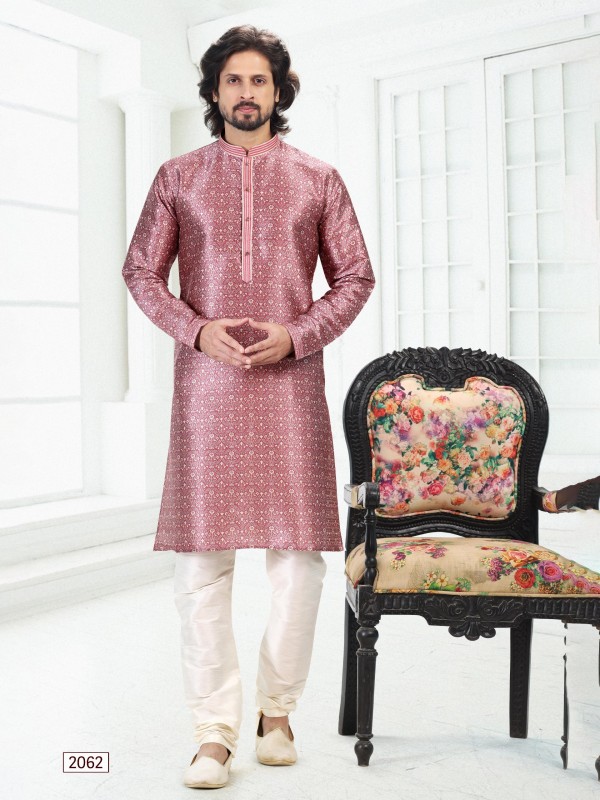 Banarasi Silk Readymade Kurta in Dark Pink Color With Digital Print 