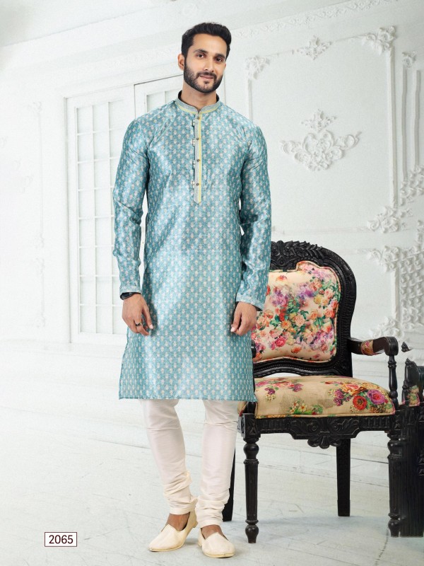 Banarasi Silk Readymade Kurta in Blue Color With Digital Print 