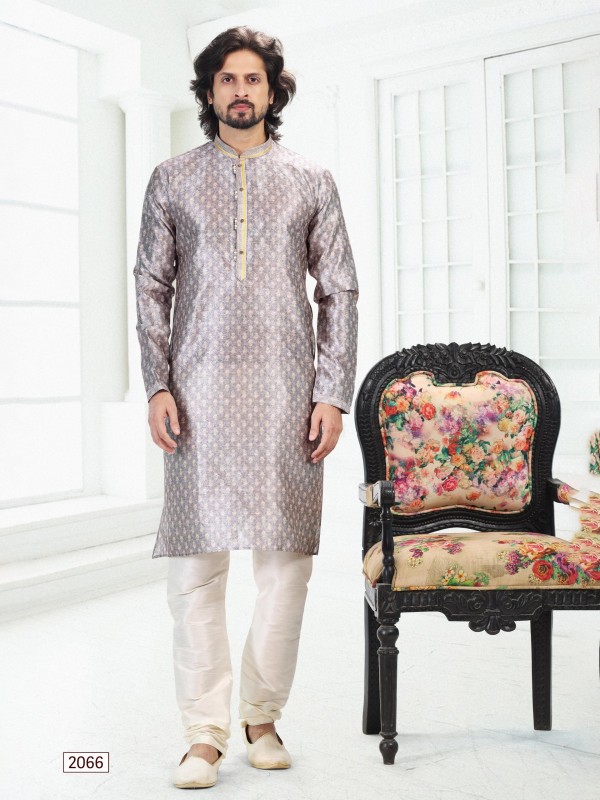 Banarasi Silk Readymade Kurta in Grey Color With Digital Print 