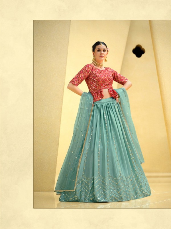 Silk Party Wear Wear Lehenga In Blue With Embroidery Work 