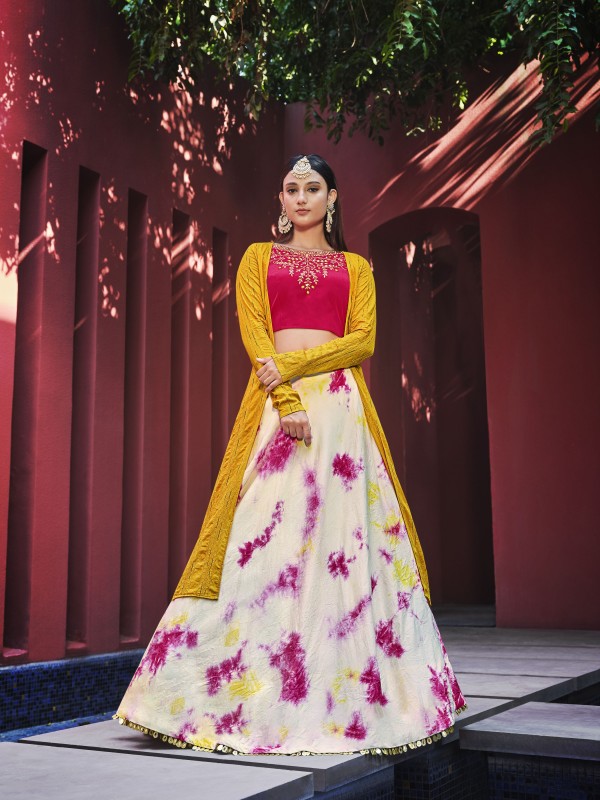Cotton Fabrics Party Wear Lehenga in Multicolor  Color With Embroidery  
