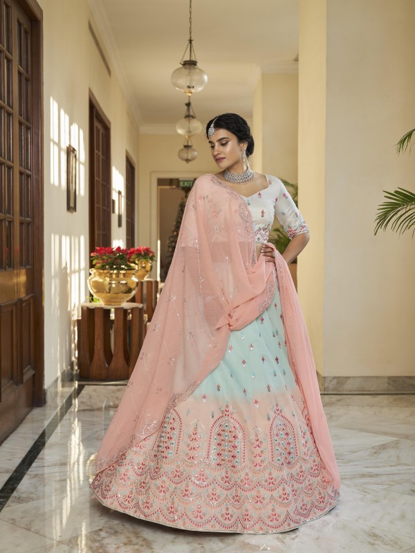  Silk  Party Wear Lehenga In Multi Color With Embroidery Work