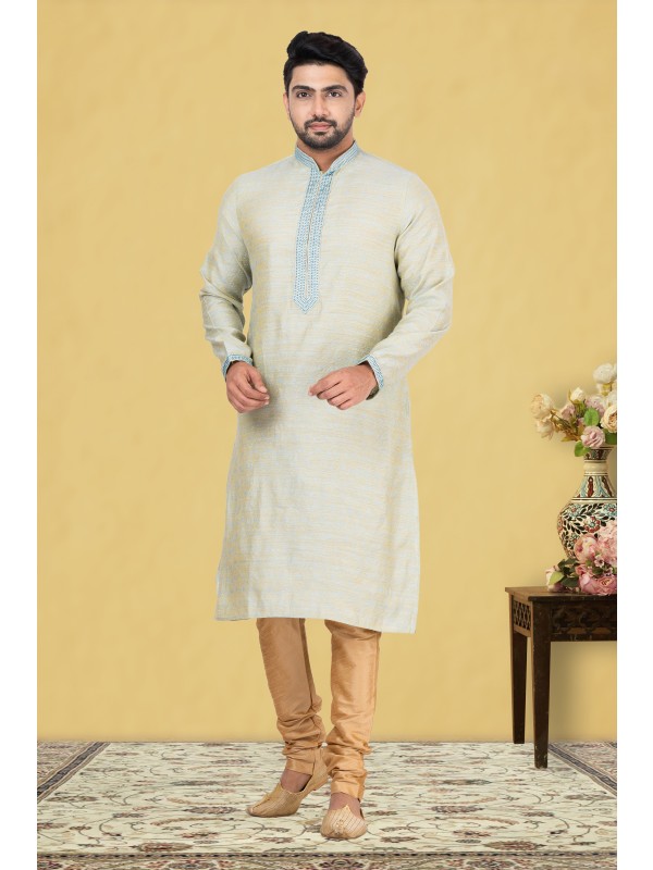 Jamewar Silk Printed Readymade Kurta set in Sea Green 