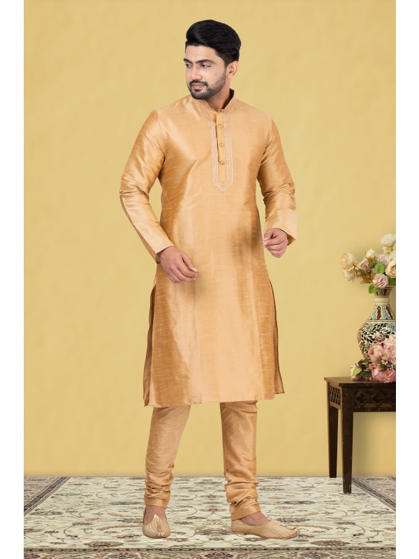 Heritage Silk Readymade Kurta set in Gold 