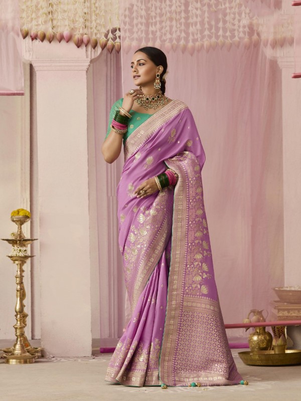 Pure Dola Silk Party wear Saree In Light Purple Color 