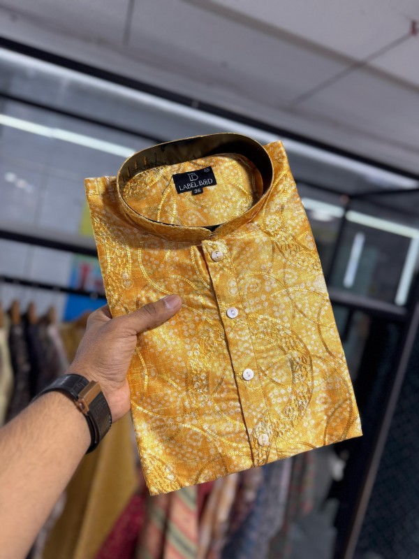 Soft Cotton Kurta set in Yellow Color with Digital Print & Embroidery work 