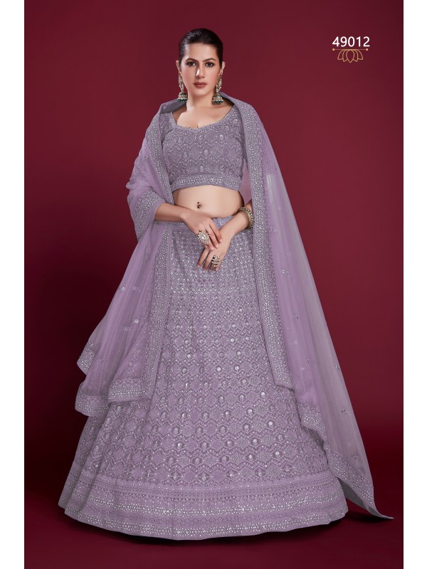 Geogratte Fabrics Party Wear Lehenga in Lilac Color With Embroidery Work