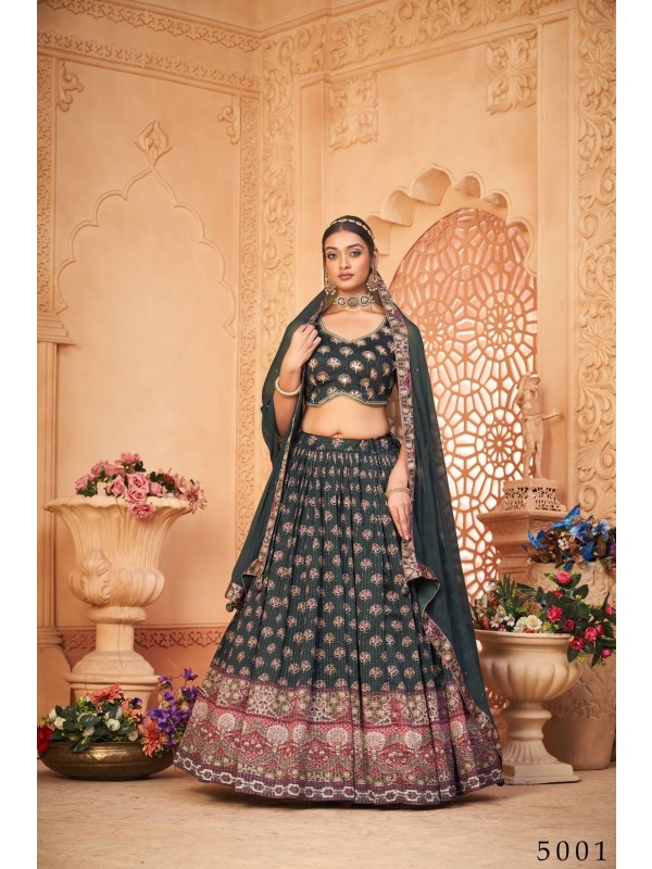 Heavy Chinon  Silk Fabrics Party Wear Lehenga in Grey Color With Embroidery  