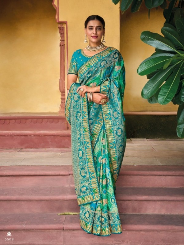 Pure Banarasi Silk Saree In Blue Color With Embroidery Work