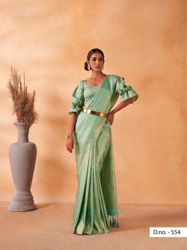 Kanjivaram Silk  Saree Green Color With Weaving Work