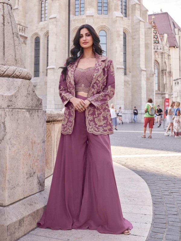 Real Premium Silk Fabrics Party Wear 3 Peace Set In Pink Color With Embroidery Work