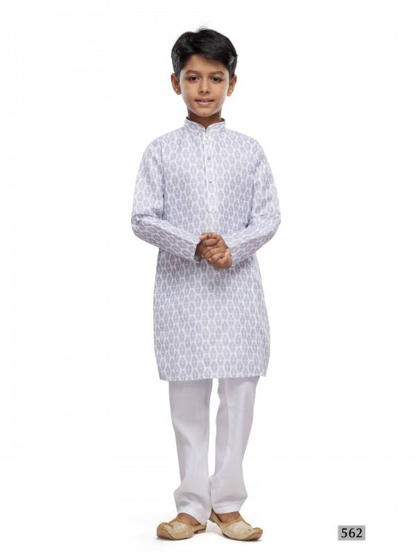 Cotton Silk Readymade Kurta in Light Grey Color Digital Print work 
