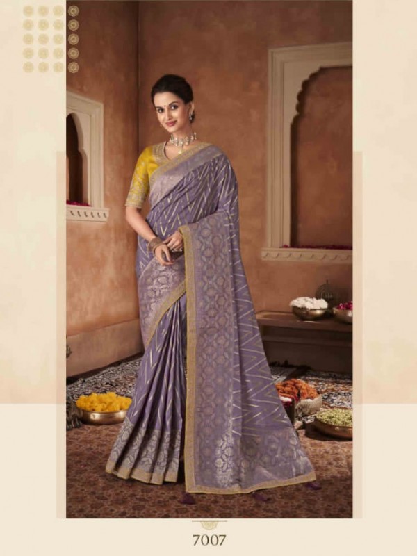 Dola Silk  Saree Purple Color With Embroidery Work