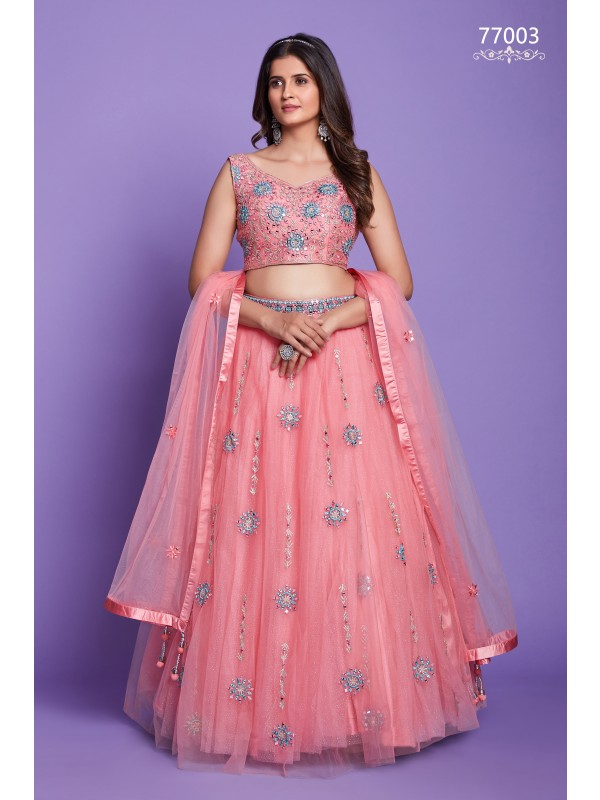  Silk  Party  Wear Lehenga In Pink  Color With Embroidery Work 