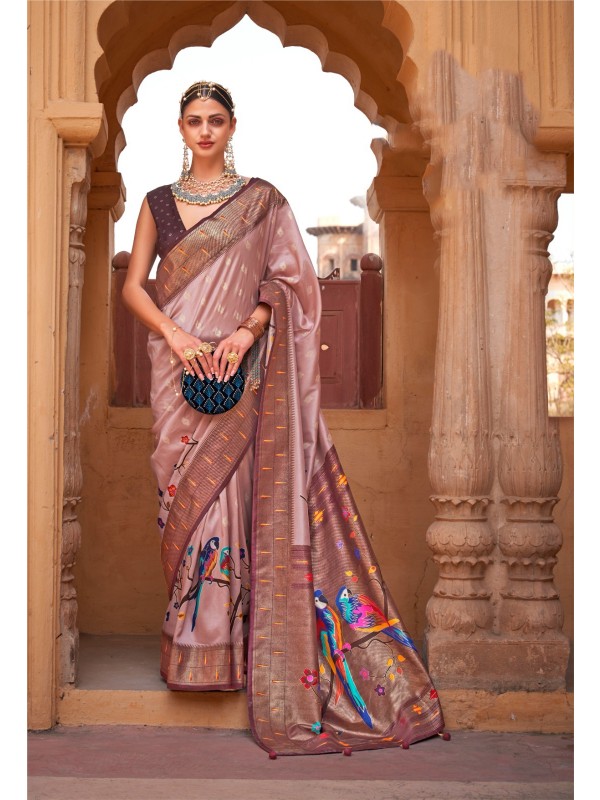 Silk Party Wear Saree In Mauve Color 