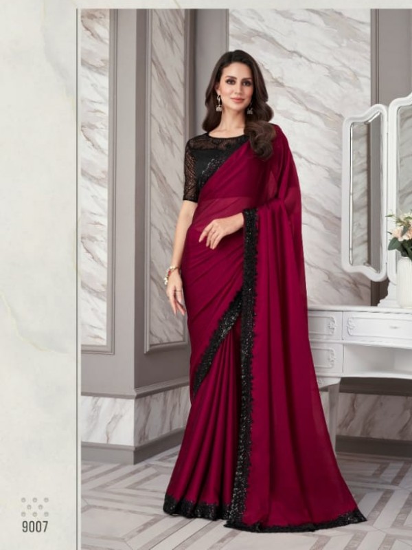  Georgette Party Wear  Saree In Magenta Color With Embroidery Work