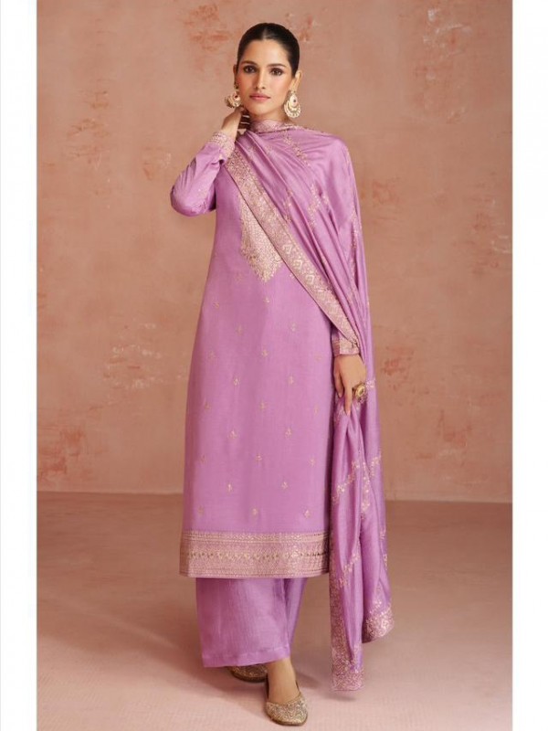 Premium Silk  Party Wear Suit  in Purple  Color with  Embroidery Work