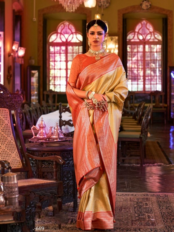 Silk Party Wear Saree In Yellow Color 