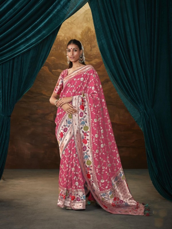  Soft Silk Party Wear Saree In Pink Color 