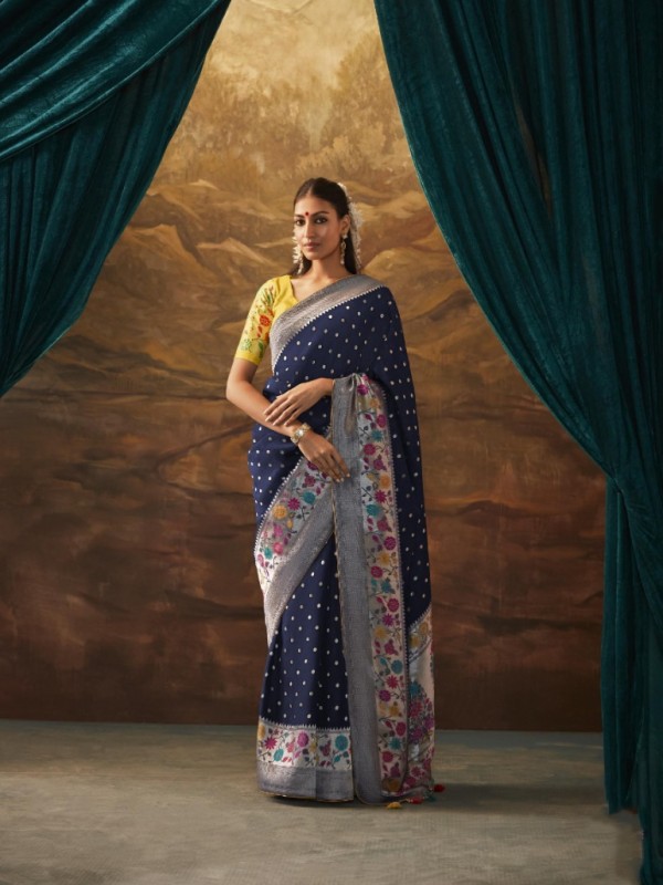  Soft Silk Party Wear Saree In Blue Color 