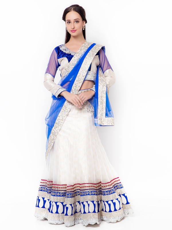 Soft Premium Net Party Wear Lehenga In White WIth Embroidery Work 