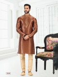 Banarasi Silk Readymade Kurta in Rust Color With Digital Print 