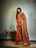 Chiffon Silk  Saree Brown Color With Weaving Work