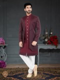 Heritage Silk IndoWestern Ready Made Dress in Maroon Color 