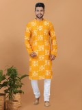 Chanderi Readymade Kurta set in Mustard Color with Sequence Embroidery Work