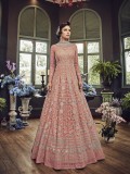 Soft Premium Net Wedding Readymade Gown In Pink With Stone work