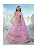 Georgette  Wedding Wear Lehenga In  Pink Color  With Embroidery Work