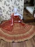 Pure Micro Velvet Bridal Wear Lehenga In Red Color With Embroidery Work & Crystal Stone Work  