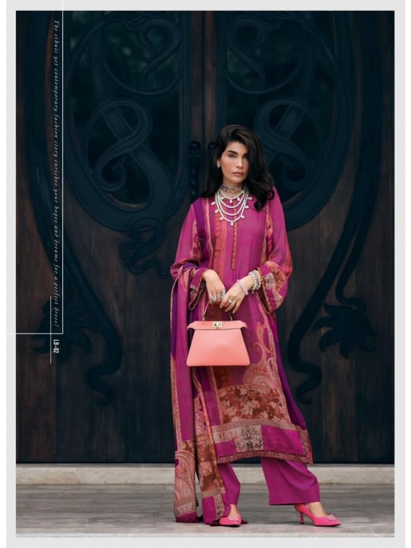 Muslin Silk Party Wear Suit in Pink Color with  Printed Work