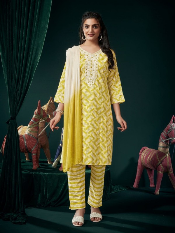 Cotton Silk Party Wear Sharara In Yellow With Embroidery Work 