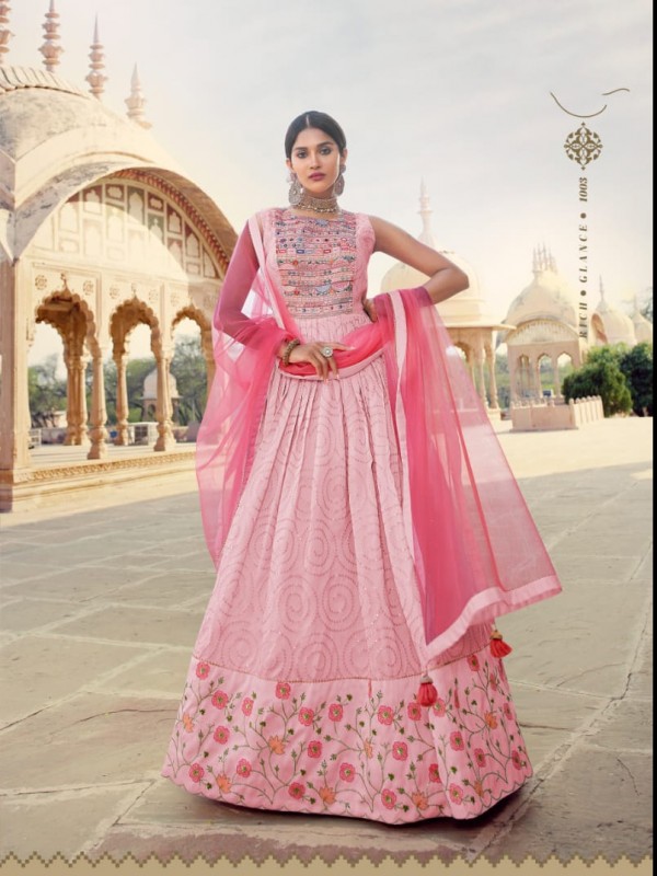 Dola Silk Party Wear Gown Pink Color with  Embroidery Work