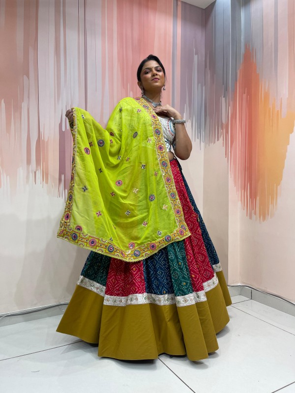 Pure Sulb Silk fabric Lehenga In Multi Color With Embroidery Work 