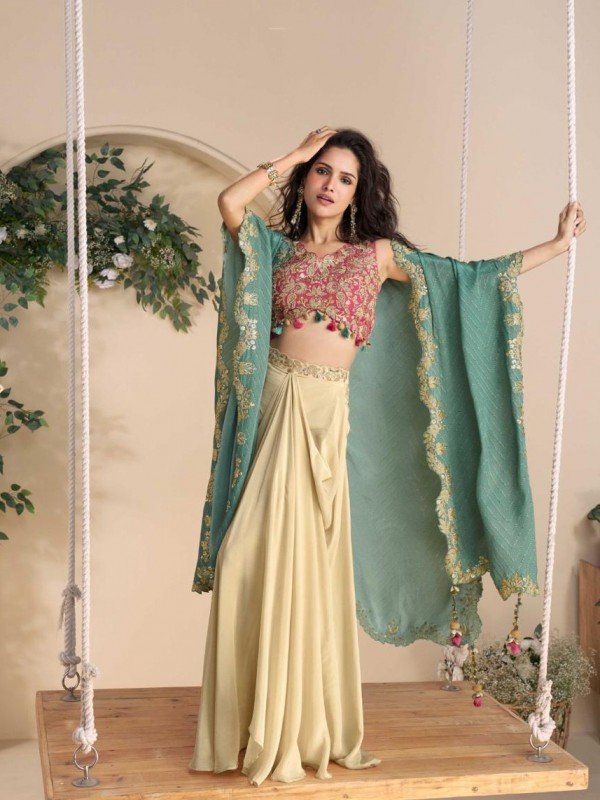Pure Chinon Silk Party Wear 3 pcs In Multi Color with Embroidery Work