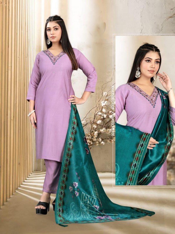 Cotton Silk Party Wear Suit In Pink Color With Embroidery work  