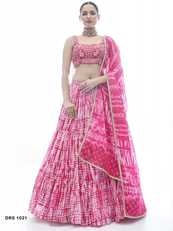 Jacquard Fabrics Party Wear  Lehenga in Pink  Color With Embroidery Work 