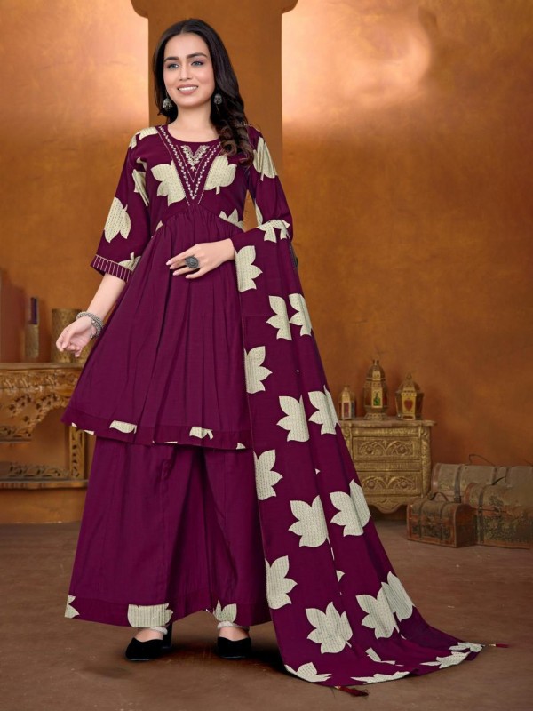 Cotton Silk Party Wear Suit In Rani Pink Color With Embroidery work  