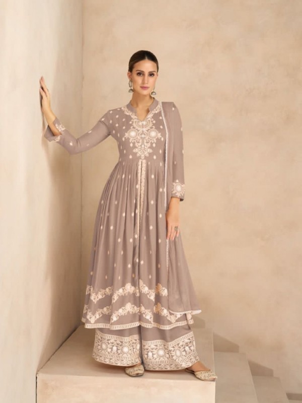 Reyon  Party Wear Plazo in Dusty Color with  Embroidery Work