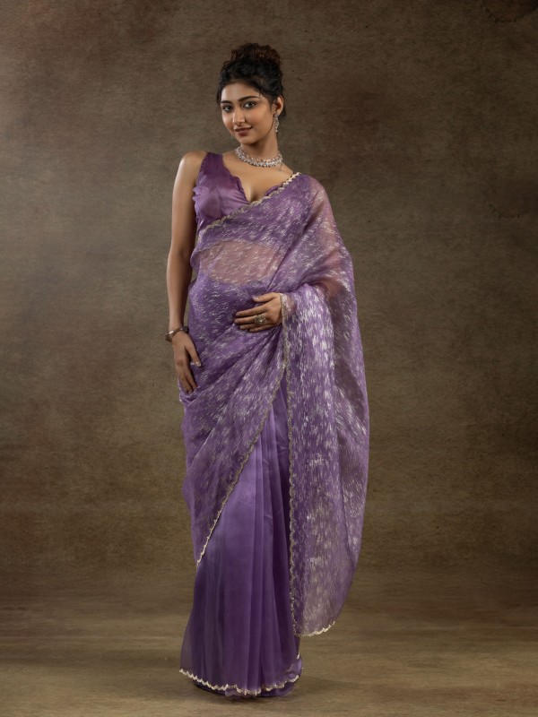 Pure Organza Silk Ready to wear Saree In Purple Color 