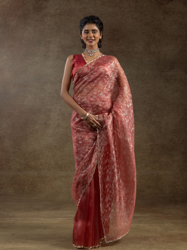 Pure Organza Silk Ready to wear Saree In Pink Color 