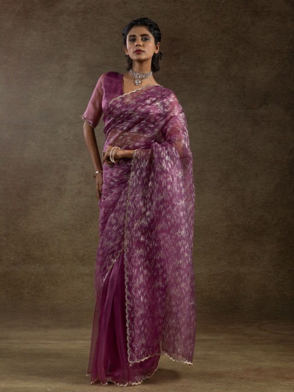 Pure Organza Silk Ready to wear Saree In Burgundy Color 