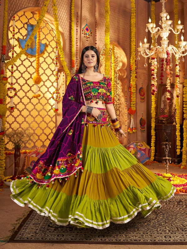 Viscose Cotton Silk fabric Lehenga In Multi Color With Embroidery Work 
