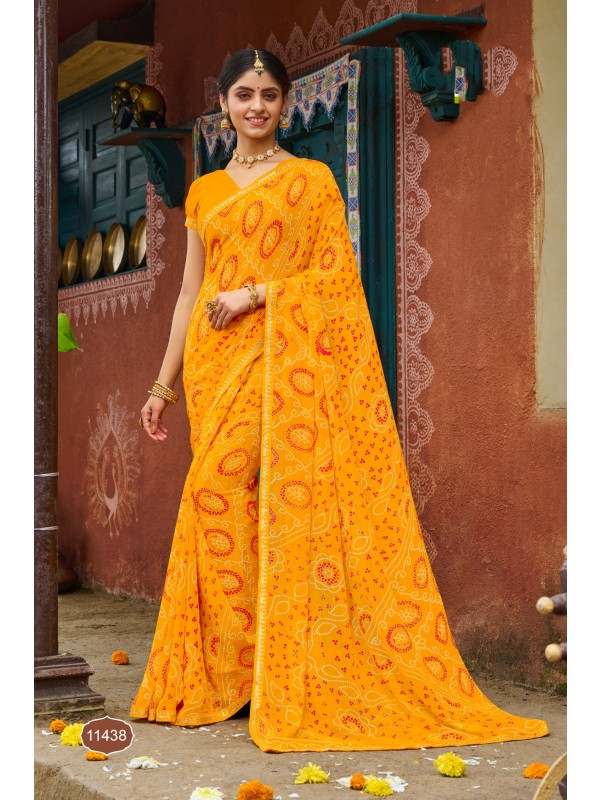 Yellow Color in Georgette Casual Wear Saree 