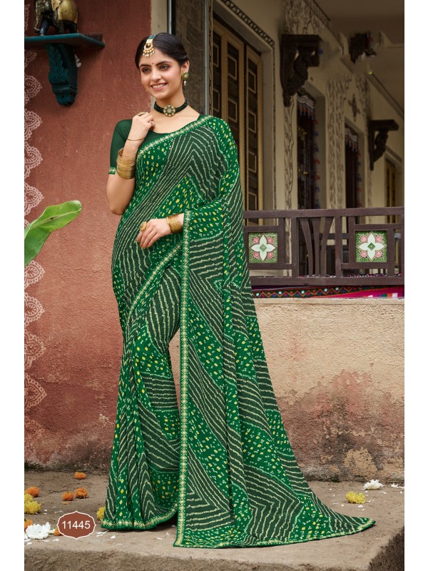 Green Color in Georgette Casual Wear Saree 
